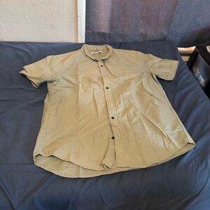 Outerknown Button Down Shirt Adult Large Organic Cotton‎ Olive Green Excellent